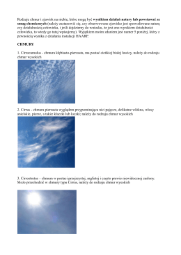 Rodzaje chmur i zjawisk na niebie, które mogą być wynikiem