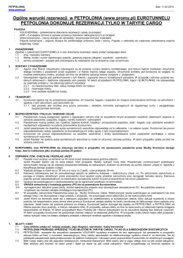 Ogólne warunki rezerwacji w PETPOLONIA (www.promy.pl