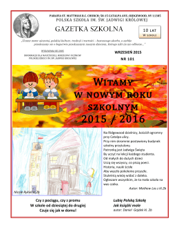 Witamy w nowym roku szkolnym 2015 / 2016