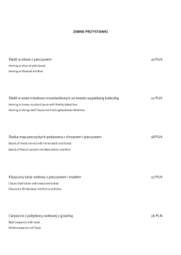 menu - Hotel Kamieniczka