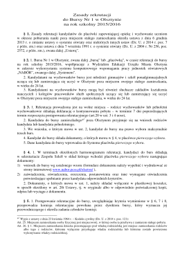 Zasady rekrutacji do Bursy Nr 1 w Olsztynie na rok szkolny 2015