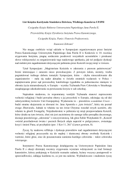 List Księdza Kardynała Stanisława Dziwisza, Wielkiego Kanclerza