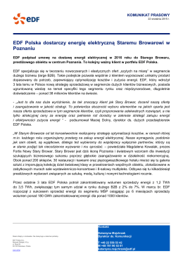 EDF Polska dostarczy energię elektryczną Staremu Browarowi w