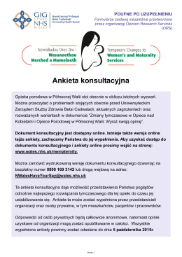 Ankieta konsultacyjna - NW Women`s and Maternity Services