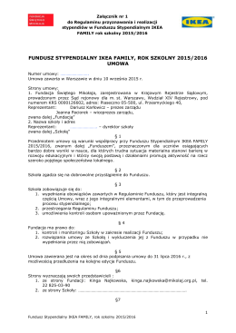 Wzór umowy ze szkołami 2015/2016