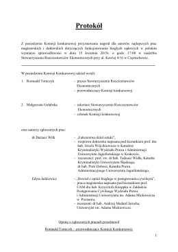 Protokół Komisji Konkursowej. - Stowarzyszenie Rzeczoznawców