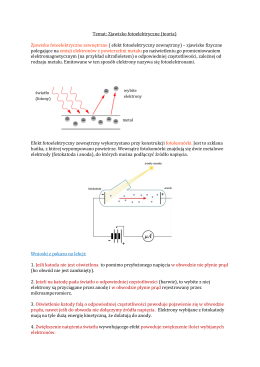 Temat: Zjawisko fotoelektryczne (teoria) Zjawisko