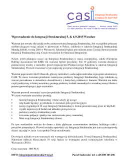 Wprowadzenie do Integracji Strukturalnej 5. & 6.9.2015 Wrocław