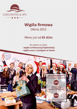 Oferta i menu WIGILIA FIRMOWA 2015 do pobrania