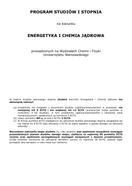 Pierwszy stopień EChJ - Energetyka i Chemia Jądrowa