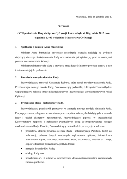 Warszawa, dnia 18 grudnia 2015 r. z XVII posiedzenia Rady do