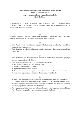 Regulamin Rady Rodziców - Szkoła Podstawowa nr 1 w Pieńsku