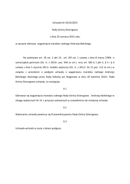 Uchwała Nr 35/VI/2015 Rady Gminy Dzierzgowo z dnia 29 czerwca