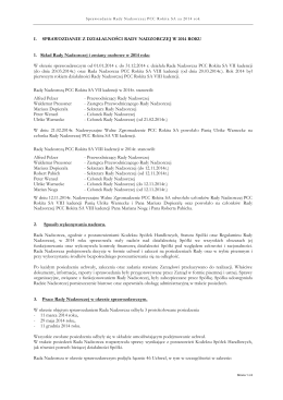 Sprawozdanie Rady Nadzorczej PCC Rokita SA za rok 2014