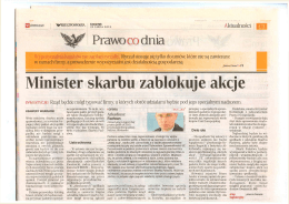 "Minister skarbu zablokuje akcje", Rzeczpospolita z dnia 23.7.2015
