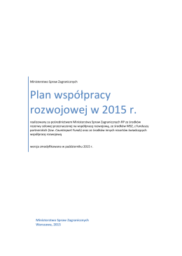 Plan współpracy rozwojowej w 2015 r.