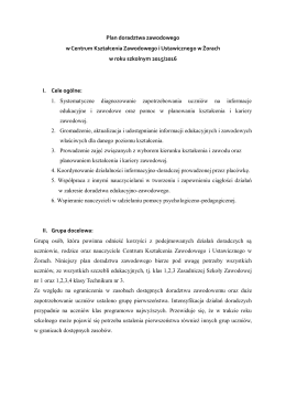 Plan doradztwa zawodowego w CKZiU 2015/2016