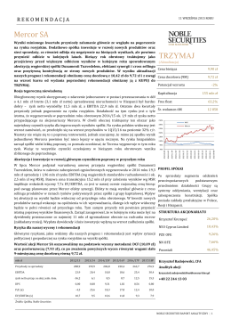 Mercor SA TRZYMAJ - Noble Securities