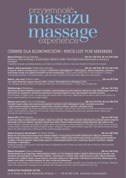 specjalna cena na usługi masażu