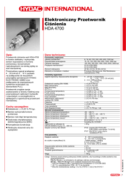 Elektroniczny Przetwornik Ciśnienia HDA 4700