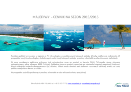 Malediwy cennik 2015/2016 - Biuro Podróży New Poland
