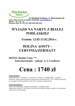 Cena : 1740 zł - Piechocka Travel