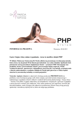 Informacja prasowa_SYSTEM PHP w Klinice dr Parda_28042015