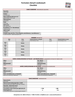 Formularz danych osobowych Checklist
