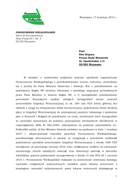 Pismo Porozumienia Wielkopolskiego do Prezes Rady Ministrów