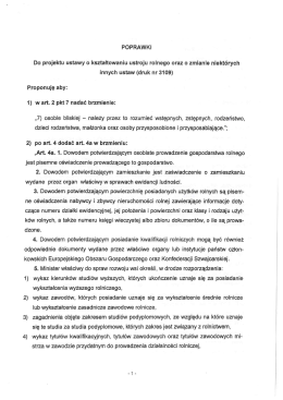 POPRAWKI Do projektu ustawy o kształtowaniu
