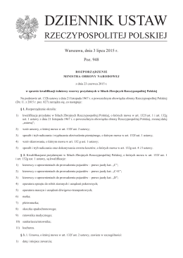 rozporządzeniem MON z dnia 23 czerwca 2015r. w sprawie