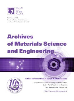 Editorial pages - Archives of Materials Science and Engineering