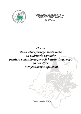 Hałas komunikacyjny w 2014 - Wojewódzki Inspektorat Ochrony