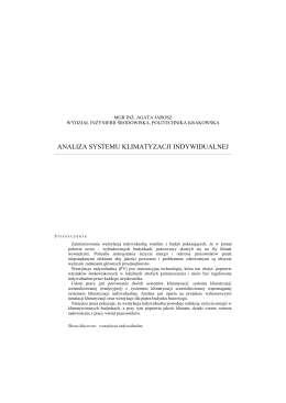 Jarosz A. Analiza systemu klimatyzacji indywidualnej (czasopismo)