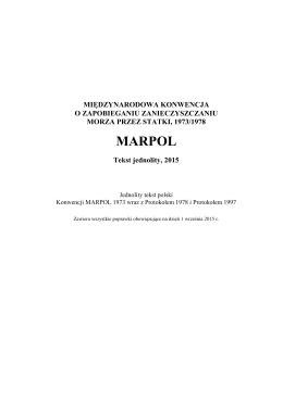 Jednolity tekst konwencji MARPOL w polskiej wersji językowej