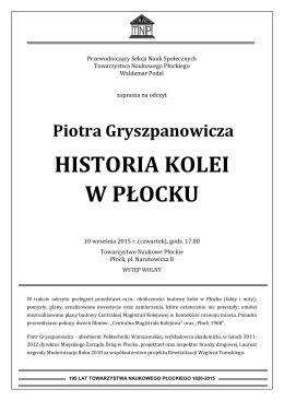 Piotra Gryszpanowicza HISTORIA KOLEI W PŁOCKU