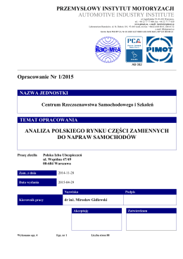 Analiza polskiego rynku części zamiennych do napraw samochodów