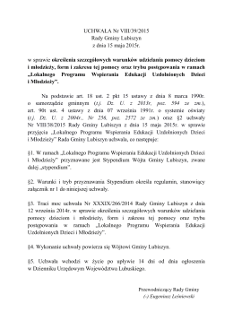 Uchwała nr VIII/39/2015 Rady Gminy Lubiszyn z dnia 15 maja 2015r.