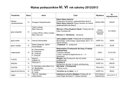 Wykaz podręczników kl. VI rok szkolny 2012/2013