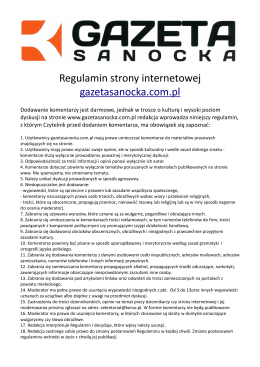 Regulamin strony internetowej gazetasanocka.com.pl