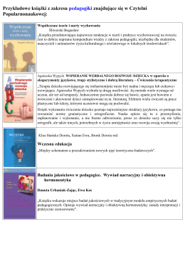 Przykładowe książki z zakresu pedagogiki znajdujące się w Czytelni