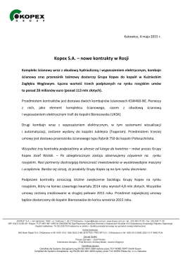 2015 05 04 Kopex S.A. - nowe kontrakty w Rosji