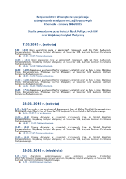 WIM_Plan zajęć_II semestr Studia Podyplomowe_2014_2015