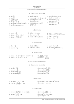 funkcje trygonometryczne 1. Obliczanie warto±ci 2. Równania 3