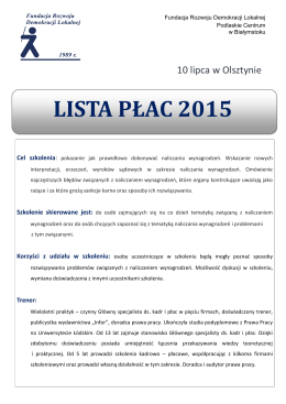 LISTA PŁAC 2015 - Fundacja Rozwoju Demokracji Lokalnej