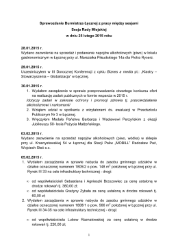 Sprawozdanie Burmistrza Łęcznej sesja 25.02.2015