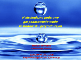 Hydrologiczne podstawy gospodarowania wodą