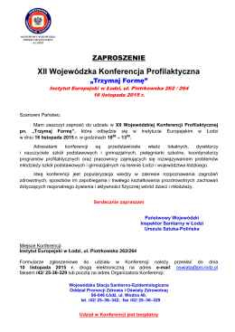 Zaproszenie na XII Wojewódzką Konferencję Profilaktyczną