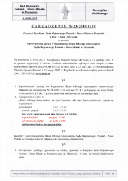 Stare Miasto w Poznaniu informuje, że z dniem 01.06.2015 r. na mocy