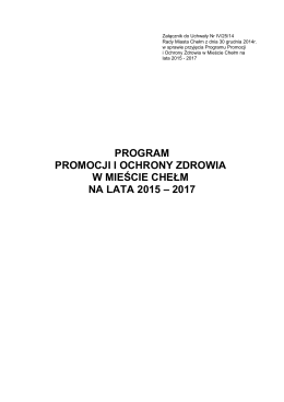 program promocji i ochrony zdrowia w mieście chełm na lata 2015